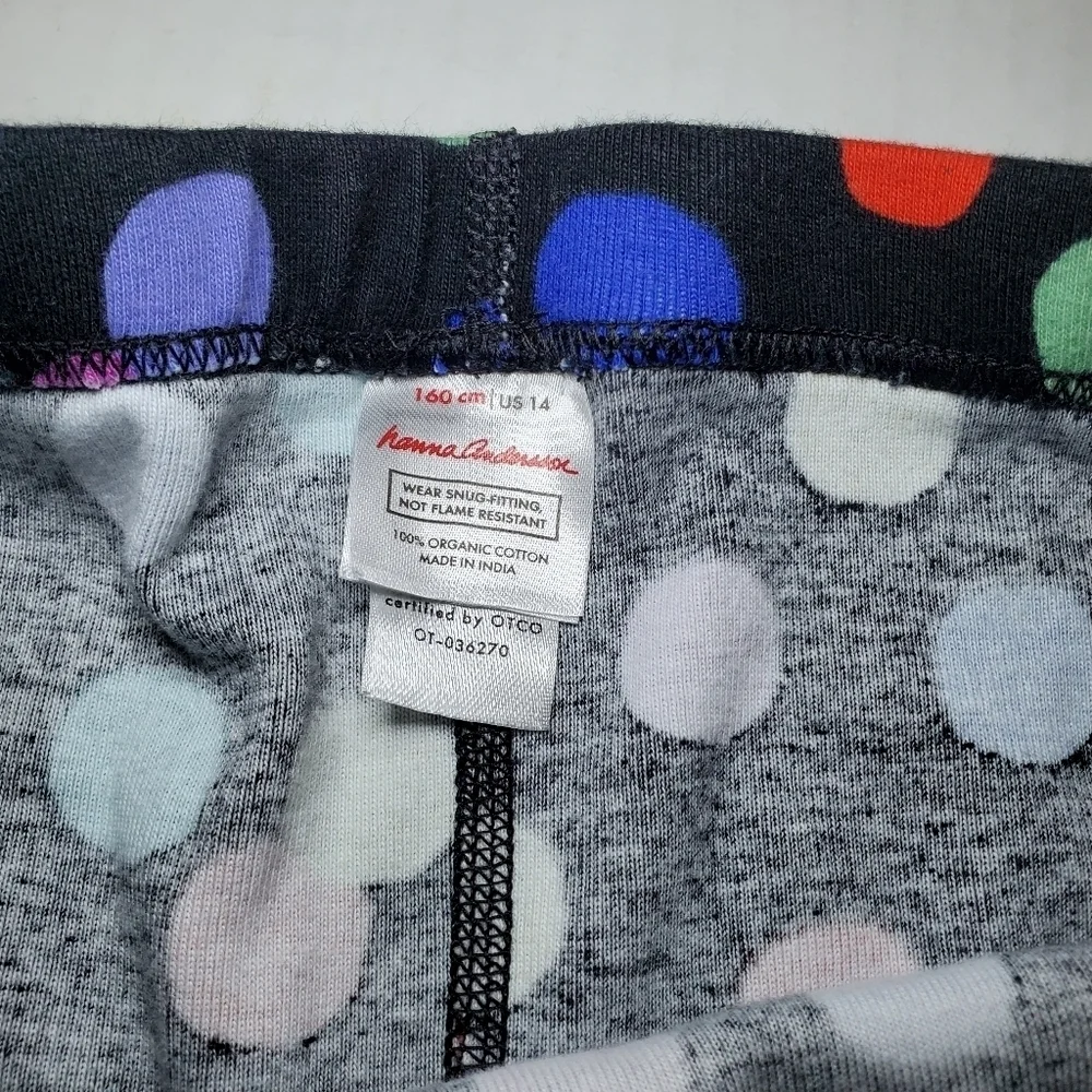Hanna Andersson Long John Pajamas 14 160 Girls Rainbow Polka-dot Black PJ Set